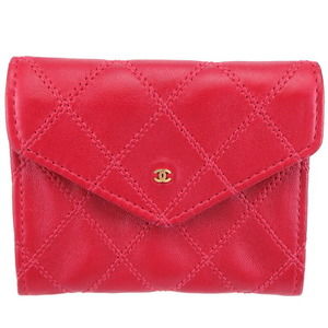 Chanel No sticker Bicolor Coin Case Lambskin Red